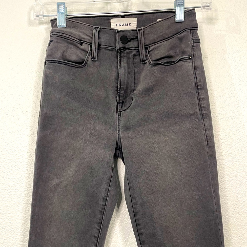FRAME Le High Skinny distressed gray Burton denim skinny jeans sz 24
